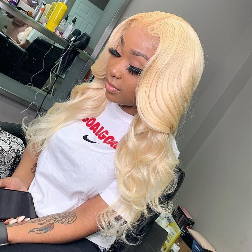 Top Virgin 613 Blonde 13x4 Body Wave Lace Front Transparent Wig 180 Density with Baby Hair