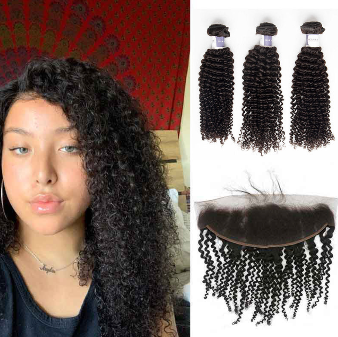 Top Raw Kinky Curly 3 Bundles with 13x4 Frontal-test
