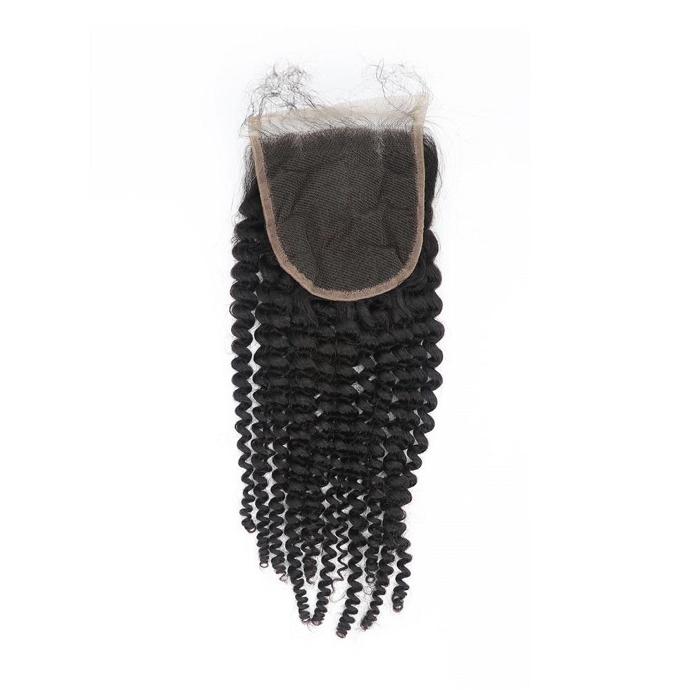 Tip-top quality Raw Kinky Curly 3 Bundles with 4x4 Closure（never hair loss）