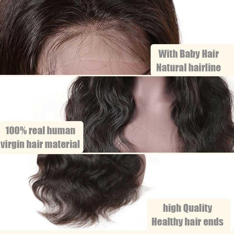 Top Virgin 13x6 Body Wave Lace Front Wig 180 Density with Baby Hair