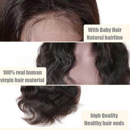 Top Virgin 13x6 Body Wave Lace Front Wig 180 Density with Baby Hair